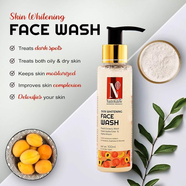 NutriGlow Advance Organics Skin Whitening Face Wash and Advance Facial Toner With Peach Extract For Prevents Skin Tanning, Fight Acne & Pimple, Treats Dark Spot, 100ml Each, Pack of 2 - Image 2