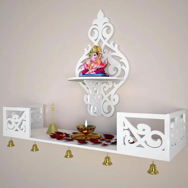 beautiful-wall-mounted-wooden-temple-pooja-mandir-design-with-shelf-white-color-1 - Image 3