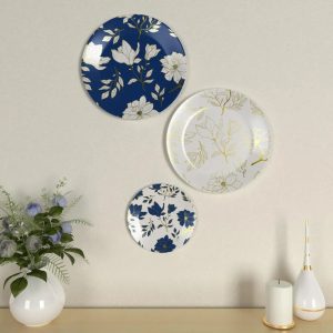 Set of 3 Decorative Floral Design Ceramic Wall Plates