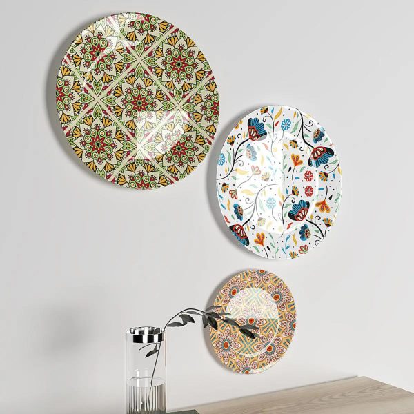 Set of 3 Decorative Wall Plates With Floral Design Ceramic Wall Plate - Image 2