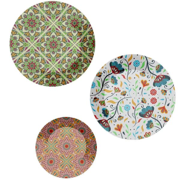 Set of 3 Decorative Wall Plates With Floral Design Ceramic Wall Plate - Image 4