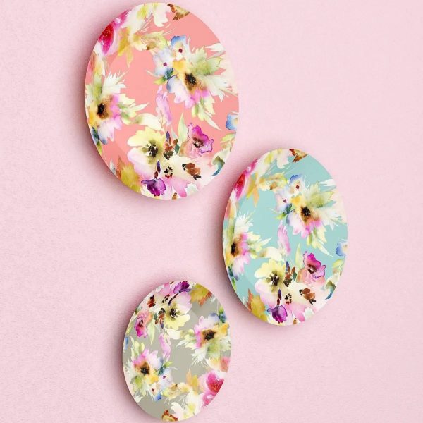 Set of 3 Decorative Floral Design Ceramic Wall Plates, Wall Hanging Plate Set - Image 3