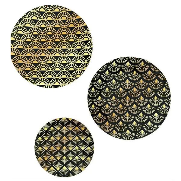 Ceramic Wall Plates with Beautiful Gold Art Deco Pattern Wall Hanging Plate Set of 3 - Image 4