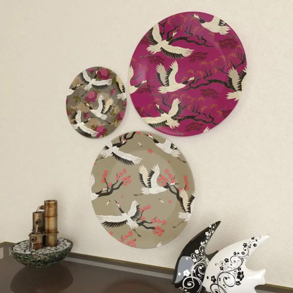 Ceramic Wall Plates With Beautiful Flamingos Art Wall Hanging Plate - Set of 3 - Image 3