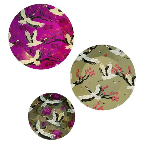 Ceramic Wall Plates With Beautiful Flamingos Art Wall Hanging Plate - Set of 3 - Image 4