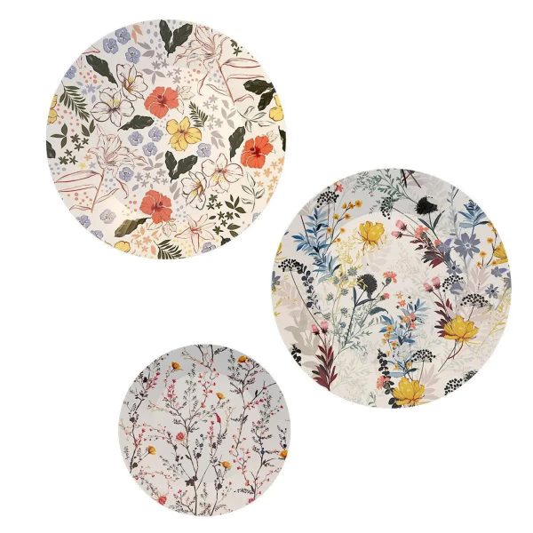 Ceramic Wall Plates with Beautiful Flowers Art Pattern Wall Hanging Plate Set of 3 - Image 4