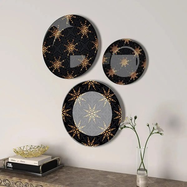 Ceramic Wall Plates with Beautiful Mandala Art Deco Pattern Wall Hanging Plate - Set of 3 - Image 2