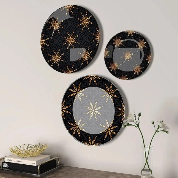 Ceramic Wall Plates with Beautiful Mandala Art Deco Pattern Wall Hanging Plate - Set of 3 - Image 3