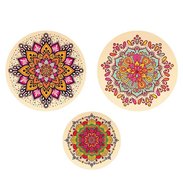 Ceramic Wall Plates with Beautiful Mandala Art Wall Hanging Plate - Set of 3 - Image 4